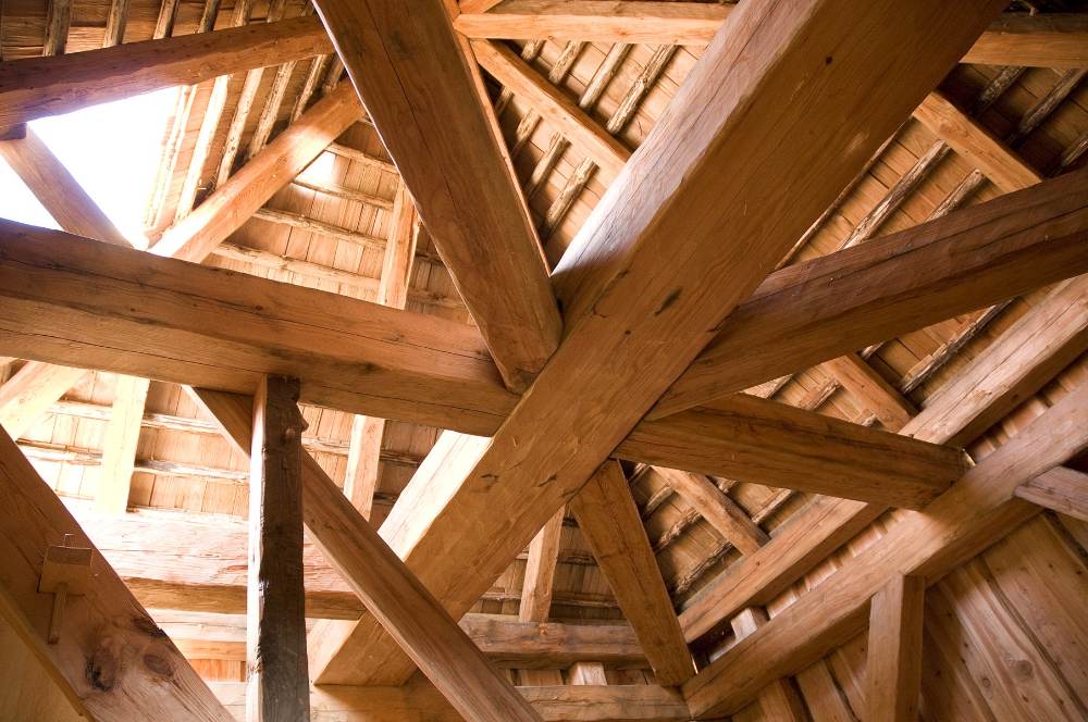 Historische Holzdachkonstruktion im Historienpark Bärnau